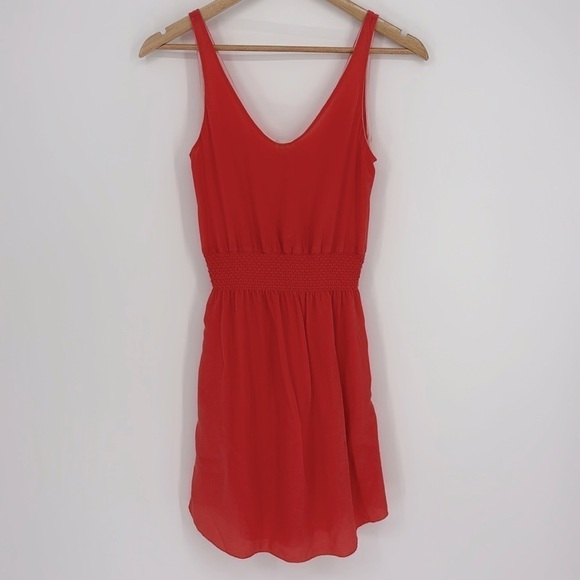 T. Babaton Aritzia 100% Silk Mini Dress With Pockets Women’s Size XS in Coral - Picture 1 of 11